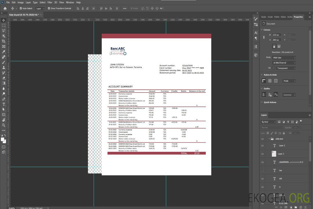 Relevé bancaire BancABC en Tanzanie template Relevé bancaire BancABC en Tanzanie template